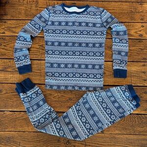 Crewcuts Navy & White Fair Isle Thermal Pajama Set